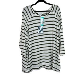 NWT Market & Spruce Stitch Fix Green White Stripe Top Size 3X women
